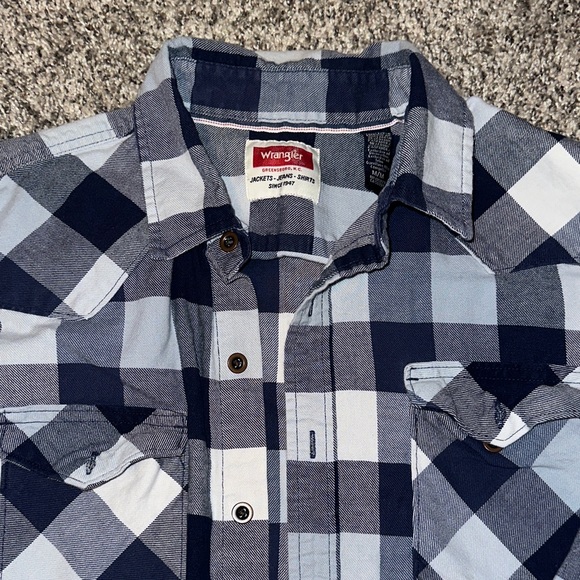 Wrangler Other - Wrangler Men's Navy and Light Blue Large Check Button-Down Shirt